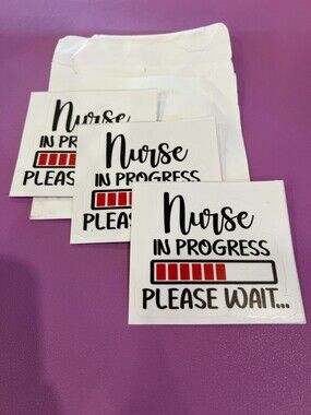 3 Pack Nurse in Progress Stickers Waterproof Vinyl Decals for Laptop Scrapbook